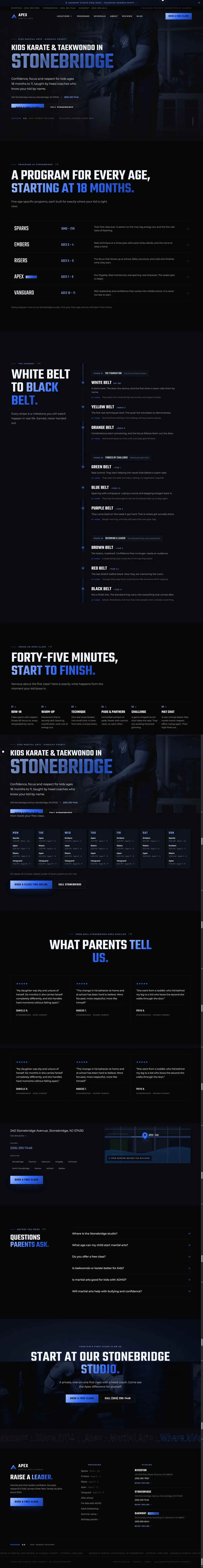 Full-page design of the Apex Martial Arts website