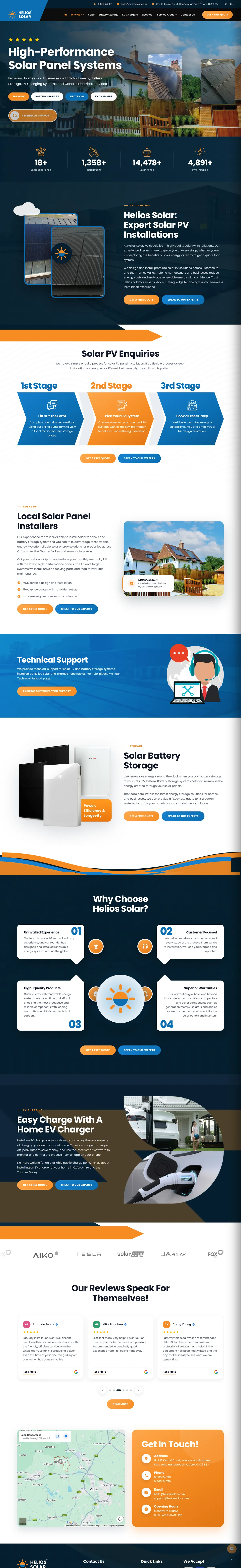 Full-page design of the Helios Solar website